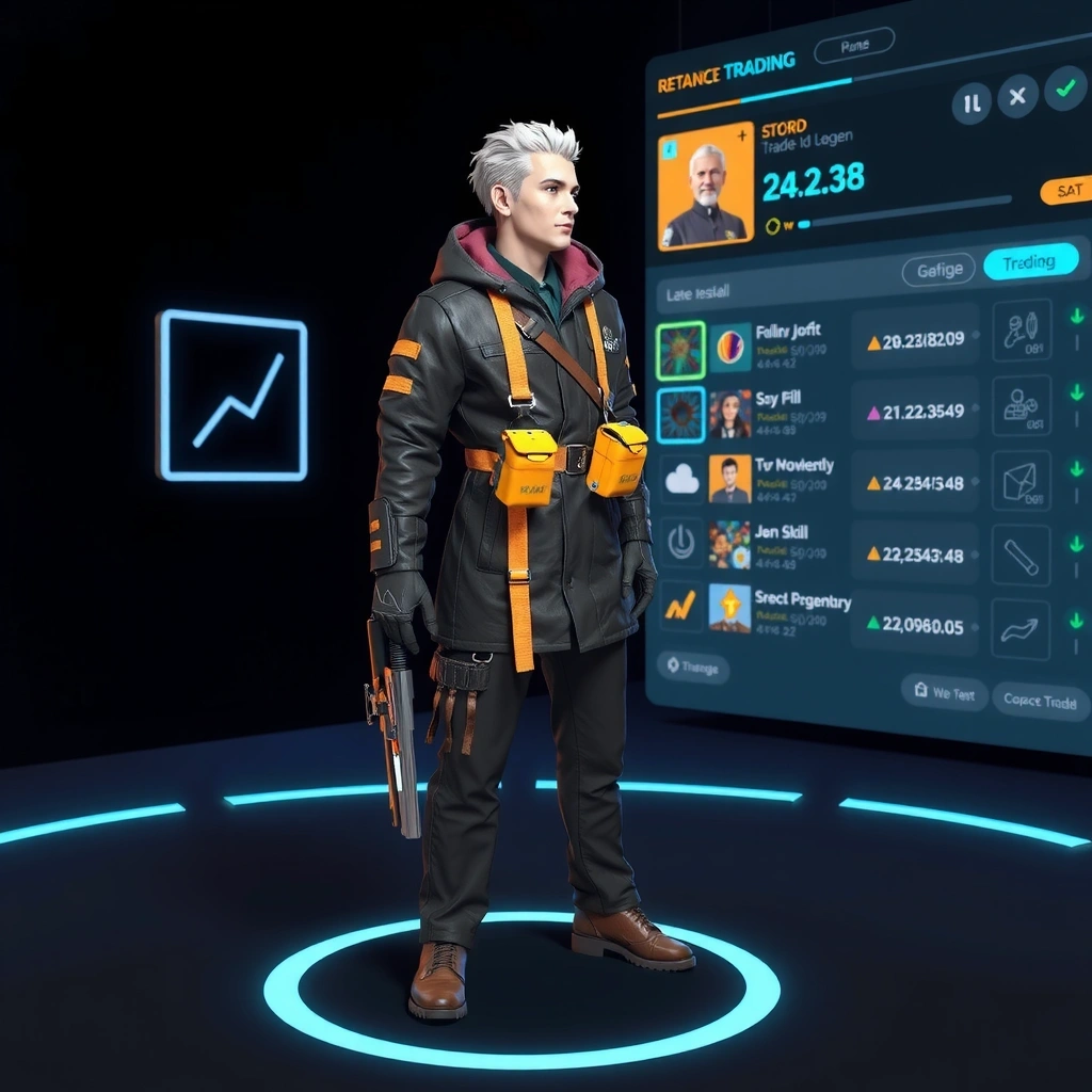 Neon Trader RPG character interface